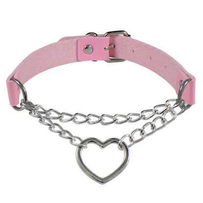 ShadowBelle PU leather punk choker set with bell, spikes, and rivets for goth and BDSM cosplay