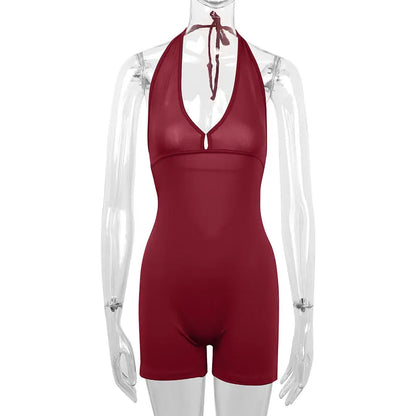 Red swimsuit on a transparent mannequin against a white background