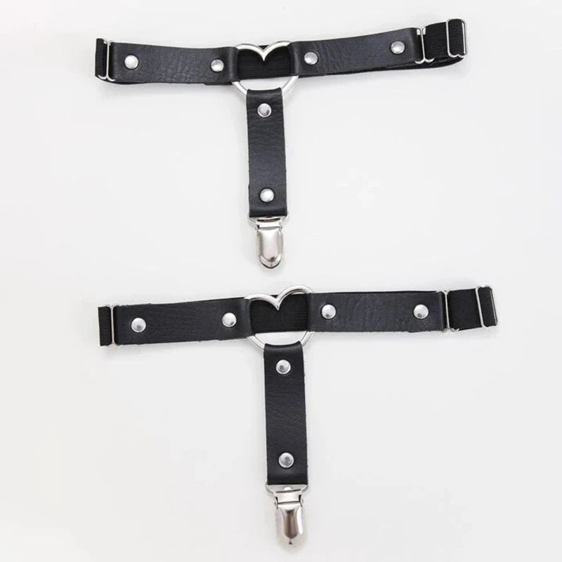 Pink PU leather punk choker with metal tassel pendant and spikes, gothic necklace for men and women