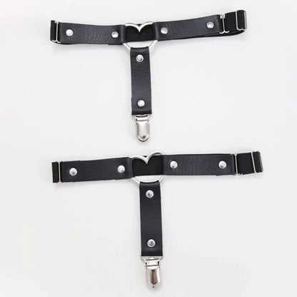 Pink PU leather punk choker with metal tassel pendant and spikes, gothic necklace for men and women