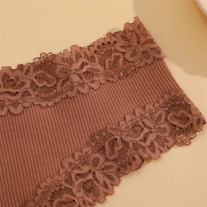5pcs women’s cotton floral lace panties set with soft patchwork briefs