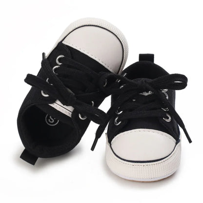 Meckior baby sneakers, soft canvas shoes with non-slip rubber sole for boys and girls 0-18 months, comfortable unisex baby shoes