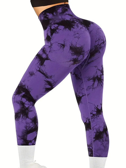 Tie Dye Seamless Peach Lift Leggings – Scrunch Butt High Waist Yoga Pants
