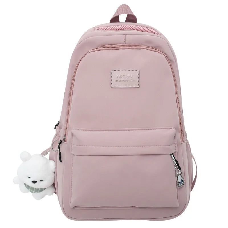 Trendy Waterproof College Backpack – High-Capacity Laptop & School Bag for Girls