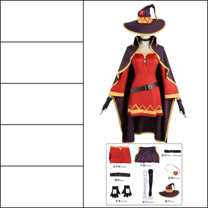 Megumin Cosplay Set – KonoSuba Witch Dress with Wig & Accessories