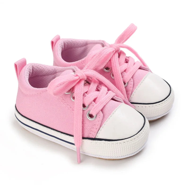 Meckior baby sneakers, soft canvas shoes with non-slip rubber sole for boys and girls 0-18 months, comfortable unisex baby shoes