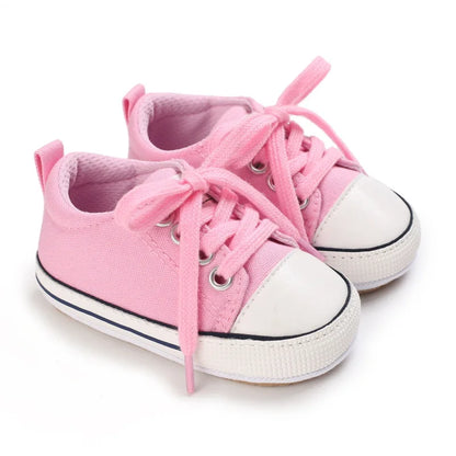 Meckior baby sneakers, soft canvas shoes with non-slip rubber sole for boys and girls 0-18 months, comfortable unisex baby shoes