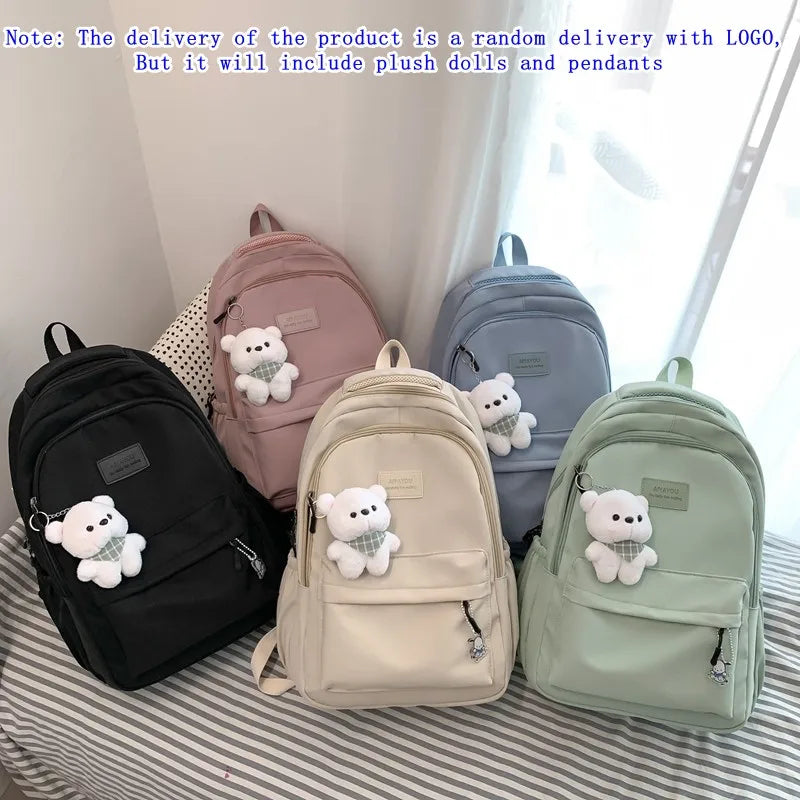 Trendy high-capacity waterproof college backpack with laptop compartment for girls