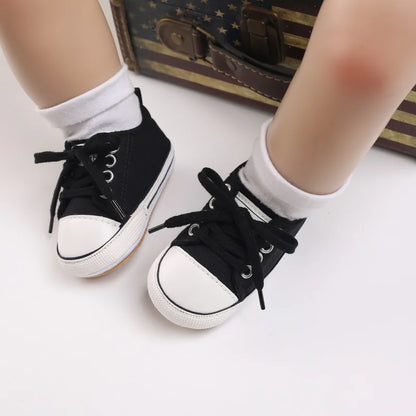 Meckior baby sneakers, soft canvas shoes with non-slip rubber sole for boys and girls 0-18 months, comfortable unisex baby shoes