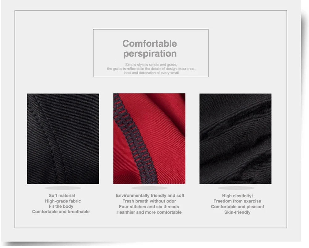 Text and fabric samples describing comfort and features of a product.