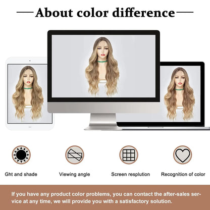 Computer monitor displaying a wig with text about color difference considerations.