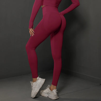 Seamless high-waist booty lifting gym leggings for women – breathable yoga and fitness pants