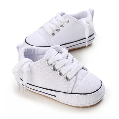Meckior baby sneakers, soft canvas shoes with non-slip rubber sole for boys and girls 0-18 months, comfortable unisex baby shoes