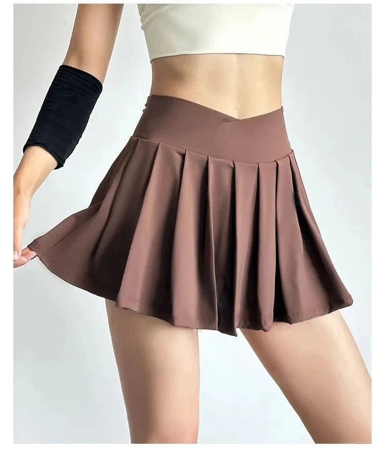 High-Waist Pleated Sports Skirt with Built-In Shorts – Summer Yoga & Running BernieNova Goods 