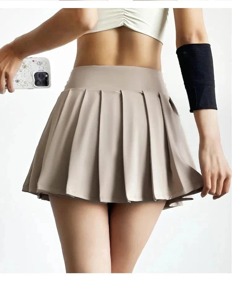 High-Waist Pleated Sports Skirt with Built-In Shorts – Summer Yoga & Running BernieNova Goods 