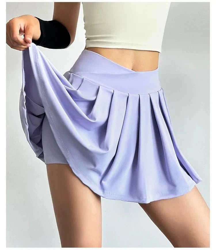 High-Waist Pleated Sports Skirt with Built-In Shorts – Summer Yoga & Running BernieNova Goods 