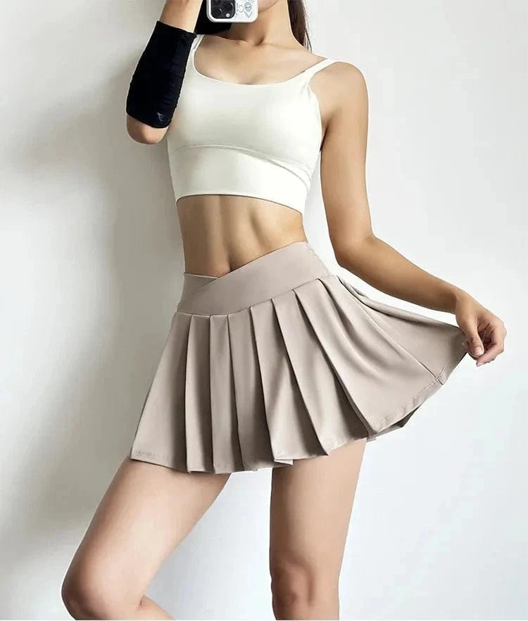 High-Waist Pleated Sports Skirt with Built-In Shorts – Summer Yoga & Running BernieNova Goods 