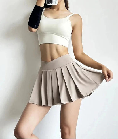 High-Waist Pleated Sports Skirt with Built-In Shorts – Summer Yoga & Running BernieNova Goods 