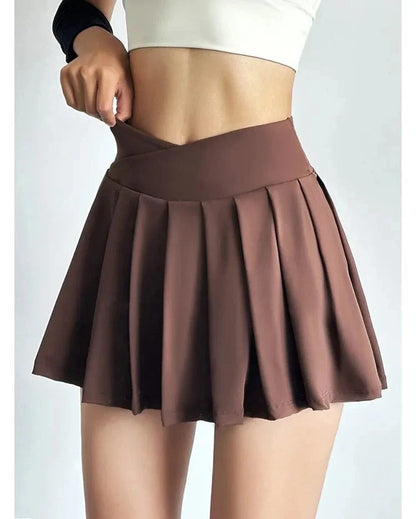 High-Waist Pleated Sports Skirt with Built-In Shorts – Summer Yoga & Running BernieNova Goods 