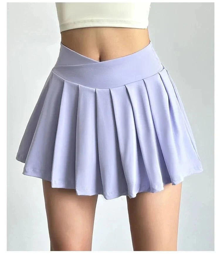 High-Waist Pleated Sports Skirt with Built-In Shorts – Summer Yoga & Running BernieNova Goods 