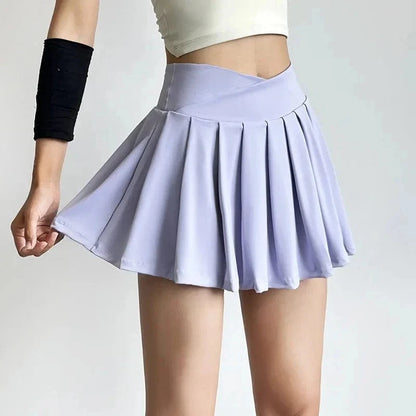 High-Waist Pleated Sports Skirt with Built-In Shorts – Summer Yoga & Running BernieNova Goods S purple 